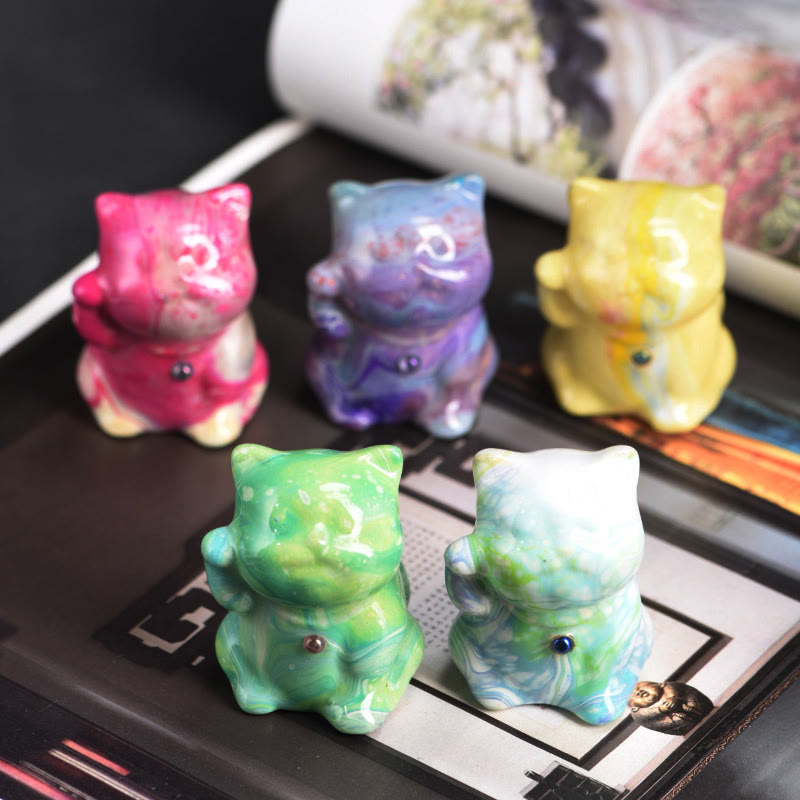 Buddha Stonesかわいいミニ猫 ローズウッド 漆工芸 温かみのある装飾 ランダムカラー (ブラインドボックス) - image 0