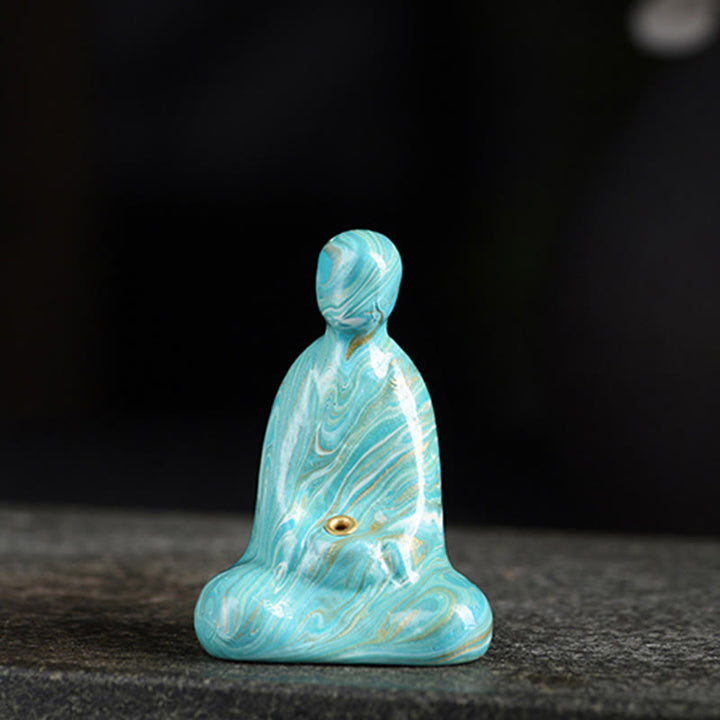 Buddha Stonesミニ無形の仏黒檀工芸 平和 線香立て 装飾 - シアン（ランダムシアンカラー） - image 14