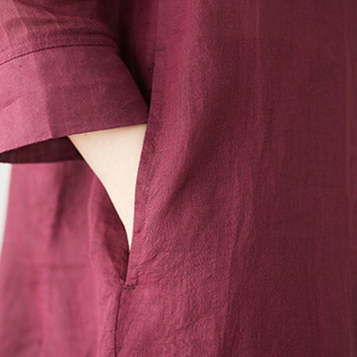 Buddha Stonesカジュアル 2点セット 無地 七分袖 斜め襟 シャツ トップス ワイドレッグパンツ ポケット付き 瞑想 禅 太極拳服 レディース セット - image 10