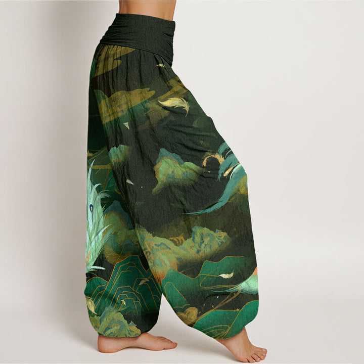 Buddha Stones鳳凰山 雲模様 レディース 伸縮性ウエスト ハーレムパンツ - image 7