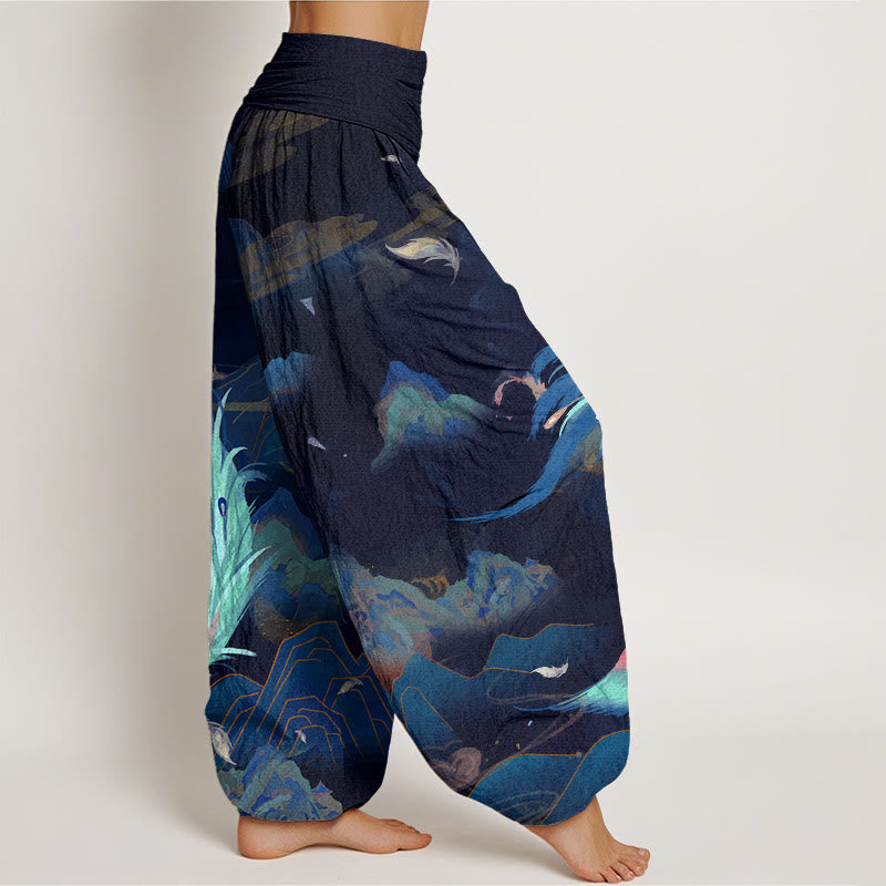 Buddha Stones鳳凰山 雲模様 レディース 伸縮性ウエスト ハーレムパンツ - image 10