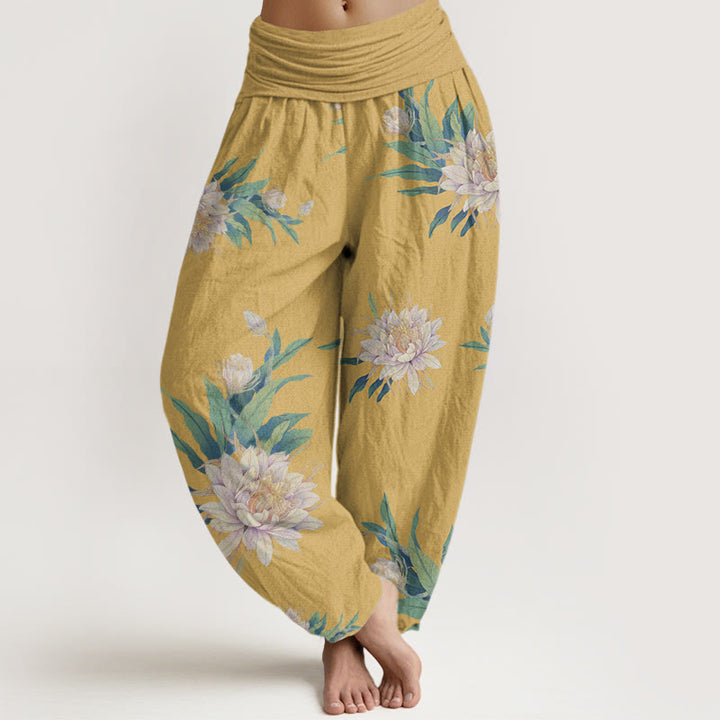 Buddha Stonesエピフィラム柄 レディース 伸縮性ウエスト ハーレムパンツ - 金 - US22、 UK/AU26、 EU54 (6XL) - image 8
