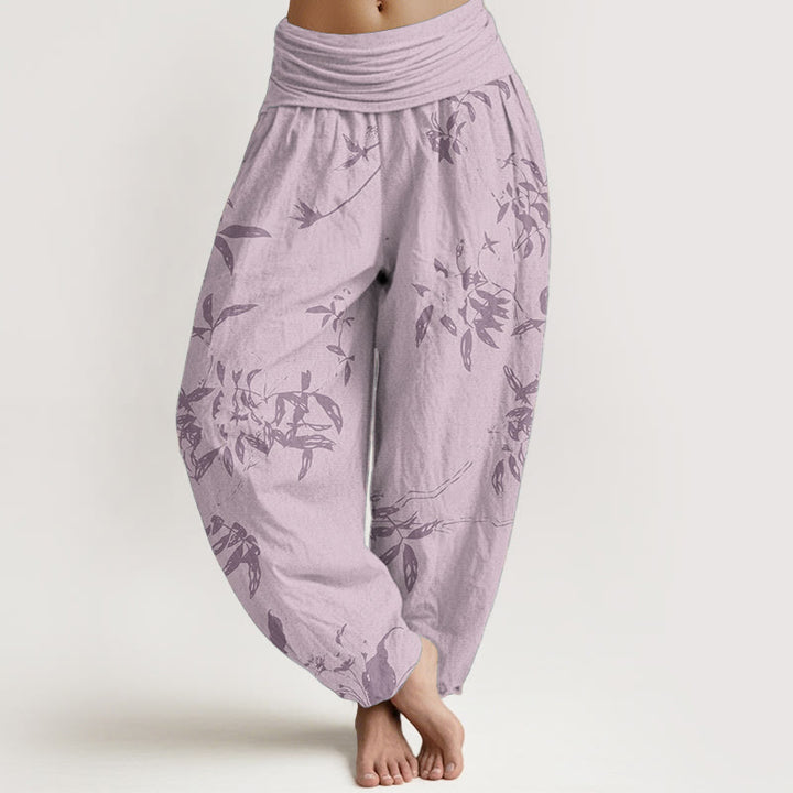 Buddha Stonesピュアコットン ブランチ柄 レディース 伸縮性ウエスト ハーレムパンツ - ピンク - US22、 UK/AU26、 EU54 (6XL) - image 8