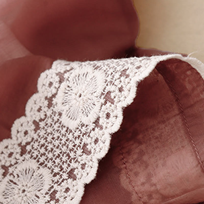 Buddha Stones春 ヴィンテージ カジュアル 無地 レース パッチワーク カフ レディース コットン リネン ワイドレッグ パンツ ポケット付き - image 25