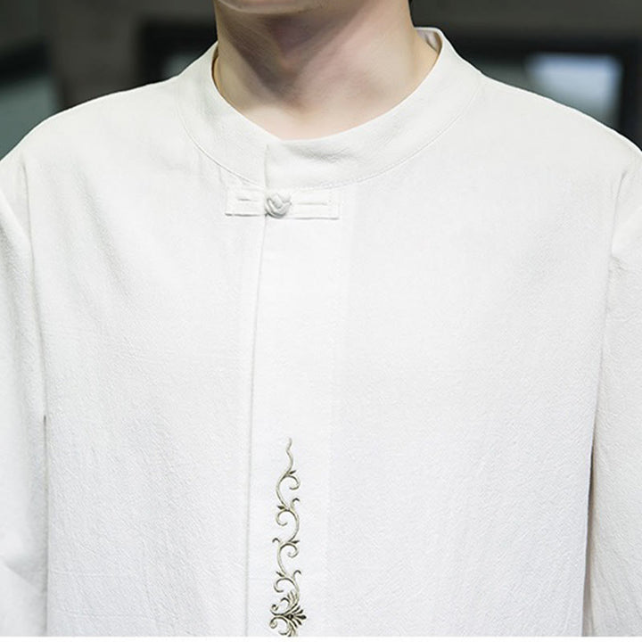 Buddha Stonesカジュアル 無地 カエルボタン 刺繍 メンズ コットン リネン シャツ カーディガン - image 30