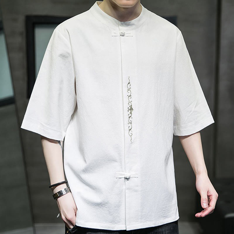 Buddha Stonesカジュアル 無地 カエルボタン 刺繍 メンズ コットン リネン シャツ カーディガン - image 28