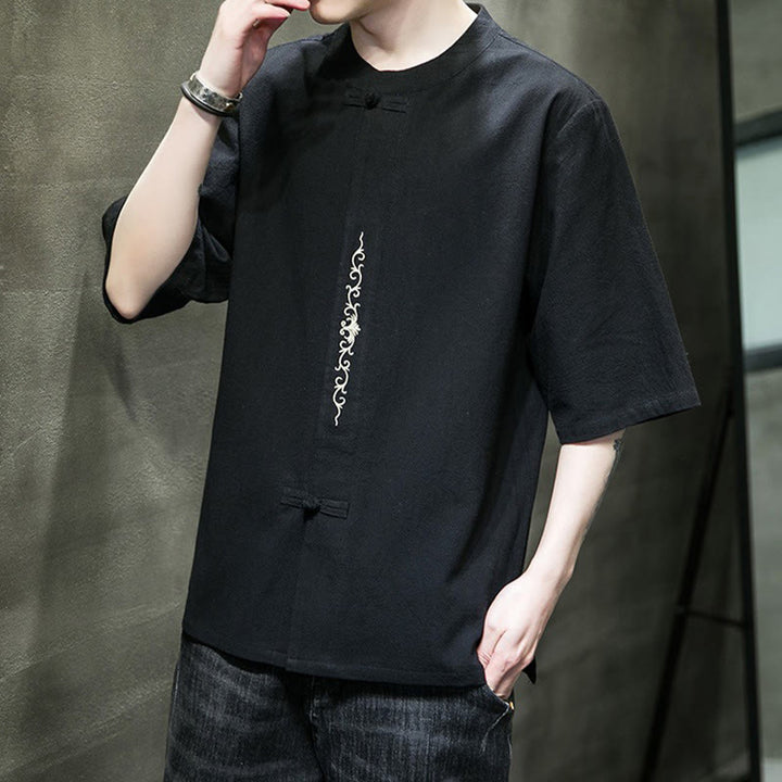 Buddha Stonesカジュアル 無地 カエルボタン 刺繍 メンズ コットン リネン シャツ カーディガン - image 20