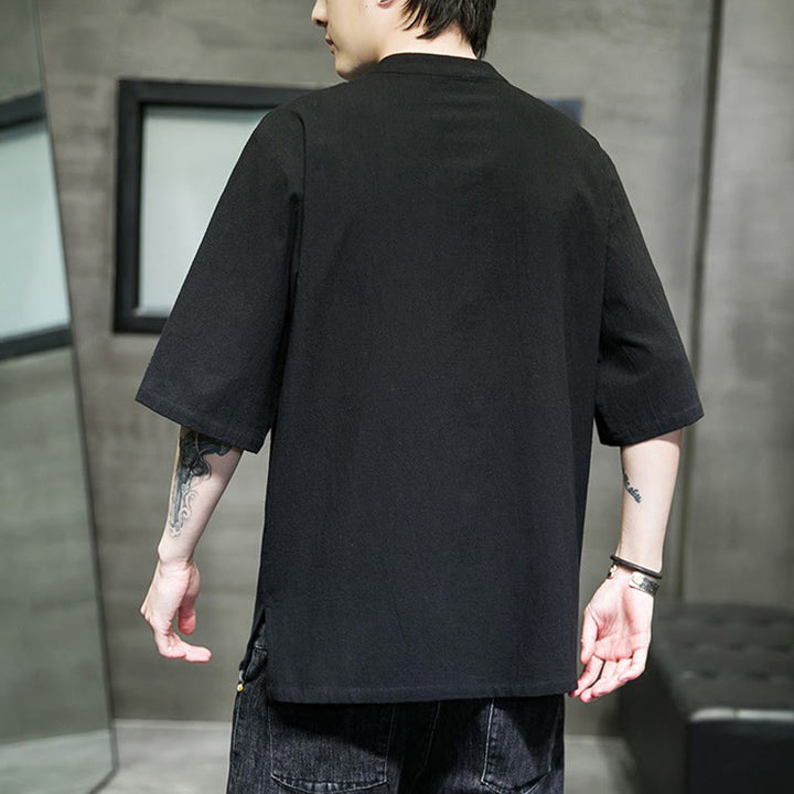 Buddha Stonesカジュアル 無地 カエルボタン 刺繍 メンズ コットン リネン シャツ カーディガン - image 19