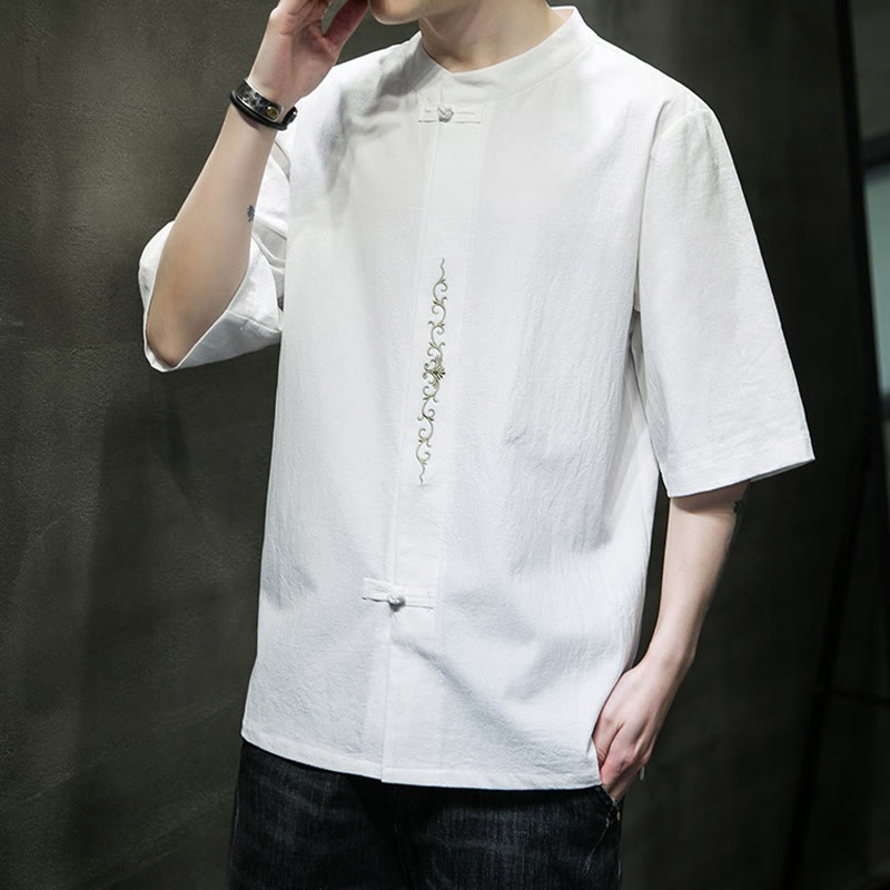 Buddha Stonesカジュアル 無地 カエルボタン 刺繍 メンズ コットン リネン シャツ カーディガン - image 27