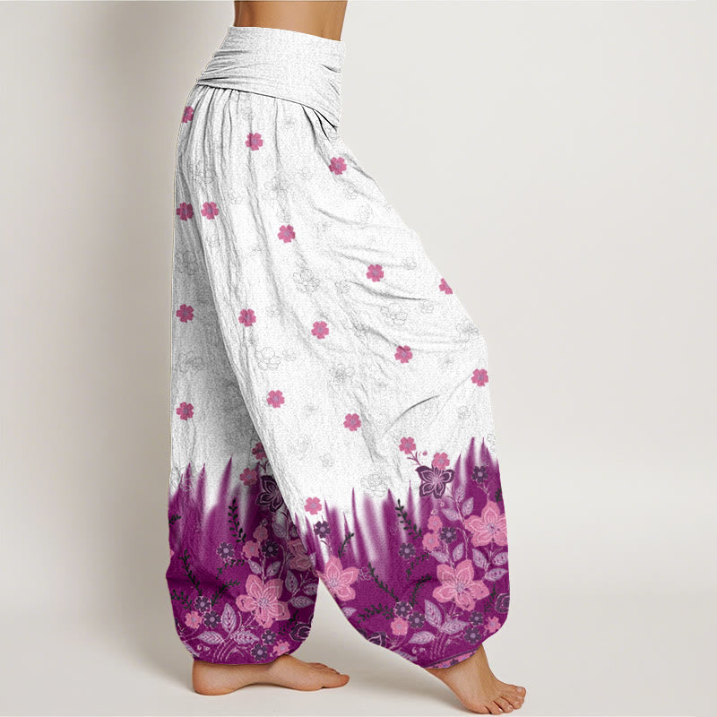 Buddha Stonesカジュアル 花柄 葉 草柄 レディース 伸縮性ウエスト ハーレムパンツ - image 3