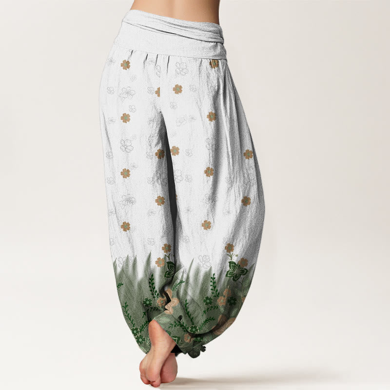 Buddha Stonesカジュアル 花柄 葉 草柄 レディース 伸縮性ウエスト ハーレムパンツ - image 10