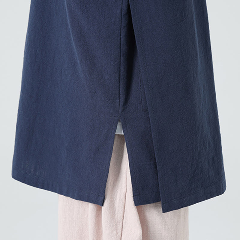 Buddha Stonesヴィンテージ 春カラーマッチングカラー 斜め前立てデザイン メンズ 半袖 コットンリネンシャツ - image 13