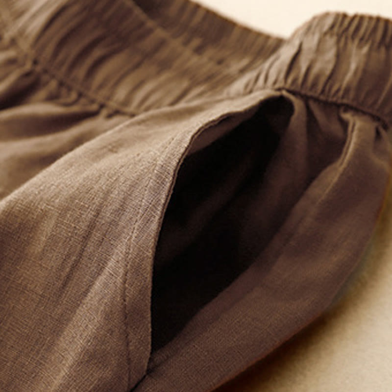 Buddha Stones夏用 カエルボタン レース ハイウエスト レディース コットンリネン パンツ ポケット付き - image 15