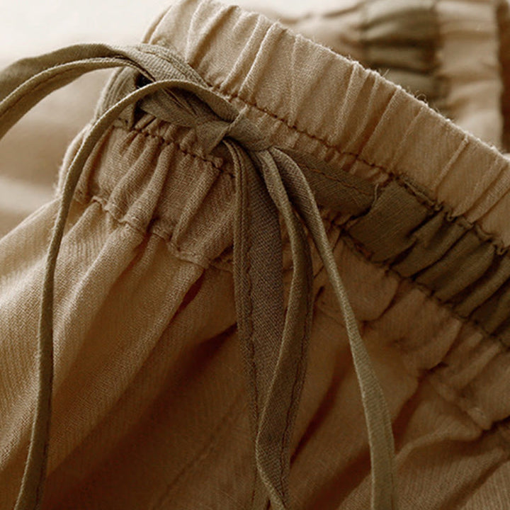 Buddha Stonesヴィンテージ サマー カジュアル カラーマッチング ドローストリング レディース コットンリネン ハーレムパンツ ポケット付き - image 10