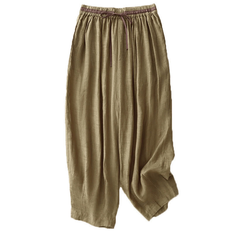 Buddha Stonesヴィンテージ サマー カジュアル カラーマッチング ドローストリング レディース コットンリネン ハーレムパンツ ポケット付き - image 12