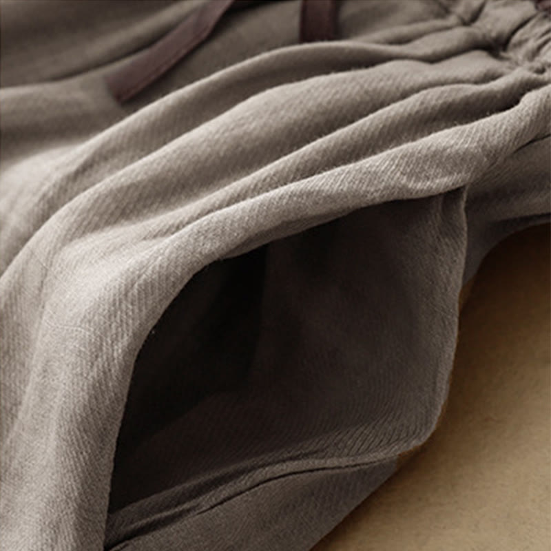 Buddha Stonesヴィンテージ サマー カジュアル カラーマッチング ドローストリング レディース コットンリネン ハーレムパンツ ポケット付き - image 5