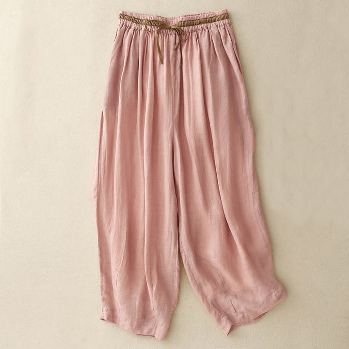 Buddha Stonesヴィンテージ サマー カジュアル カラーマッチング ドローストリング レディース コットンリネン ハーレムパンツ ポケット付き - ライトサーモン - US8-10，UK/AU12-14，EU40-42 (2XL) - image 20