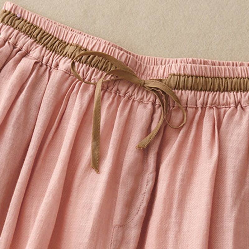 Buddha Stonesヴィンテージ サマー カジュアル カラーマッチング ドローストリング レディース コットンリネン ハーレムパンツ ポケット付き - image 21