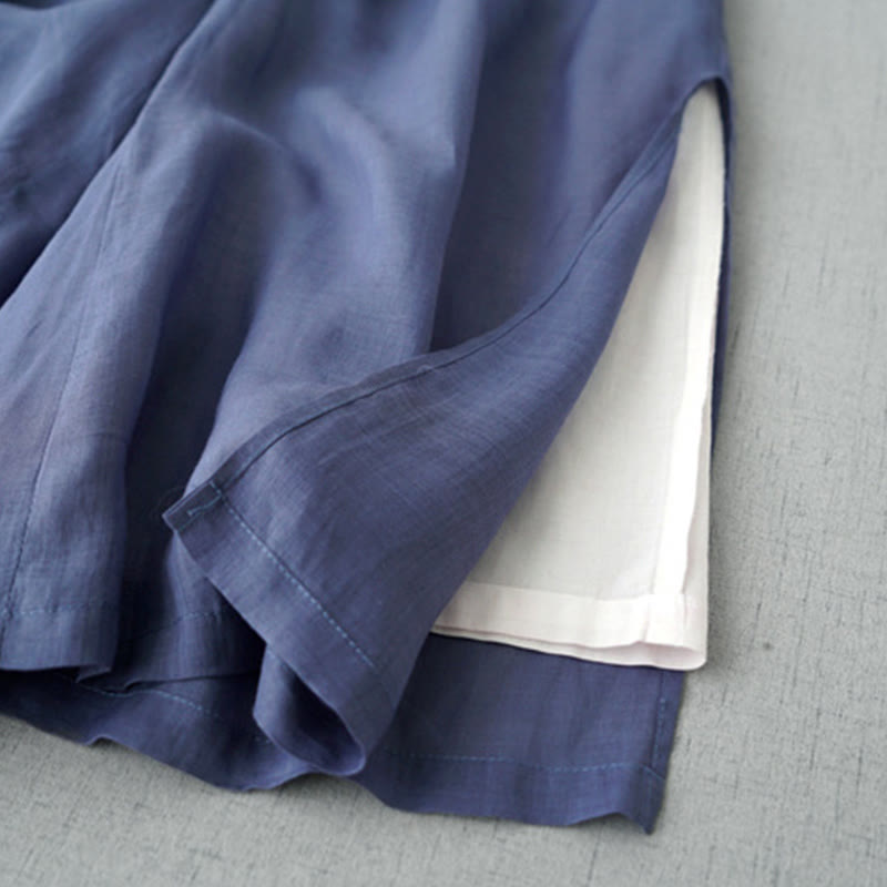 Buddha Stonesカジュアル 無地 ラミー スリット 7-8丈 レディース ワイドレッグパンツ ポケット付き - image 3