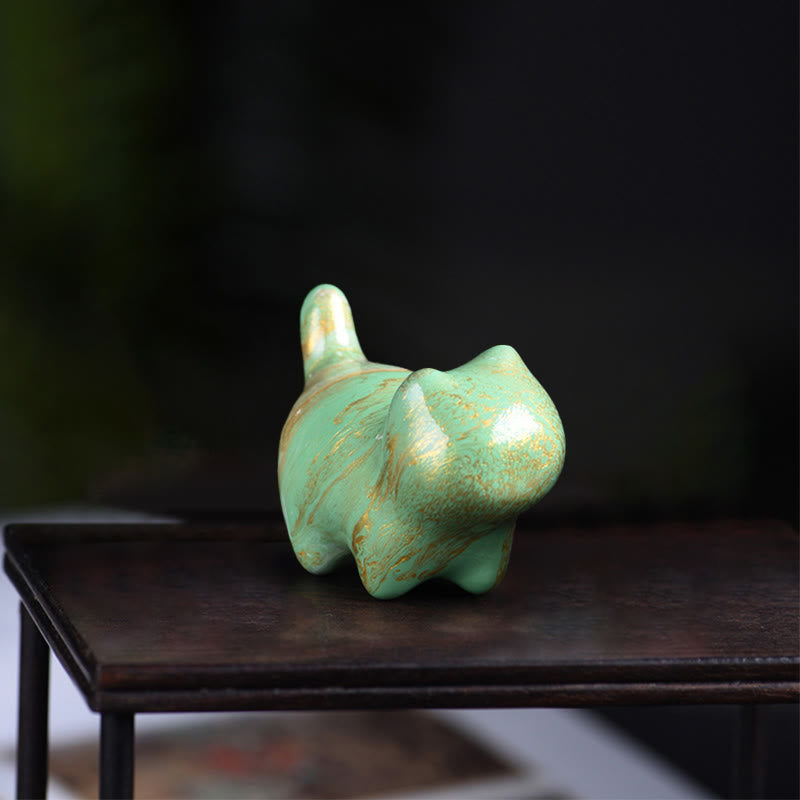 Buddha Stonesミニかわいい猫黒檀漆工芸平和装飾 - 緑（ランダムな緑色） - image 9