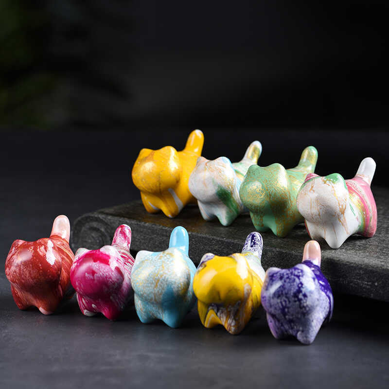 Buddha Stonesミニかわいい猫黒檀漆工芸平和装飾 - image 16