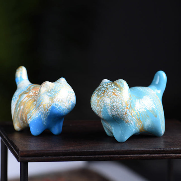 Buddha Stonesミニかわいい猫黒檀漆工芸平和装飾 - image 9