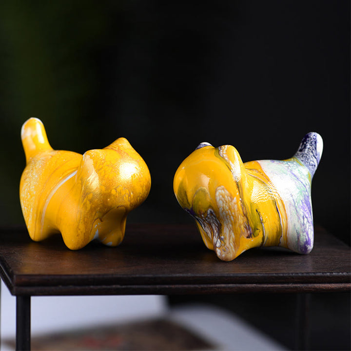 Buddha Stonesミニかわいい猫黒檀漆工芸平和装飾 - image 6