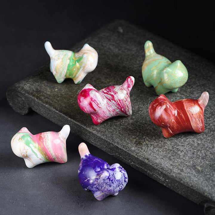 Buddha Stonesミニかわいい猫黒檀漆工芸平和装飾 - image 15