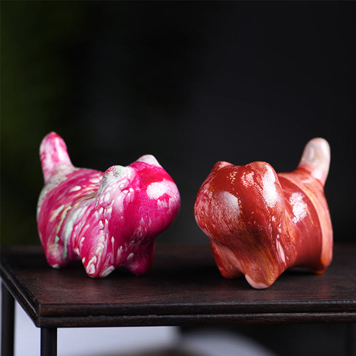 Buddha Stonesミニかわいい猫黒檀漆工芸平和装飾 - image 3