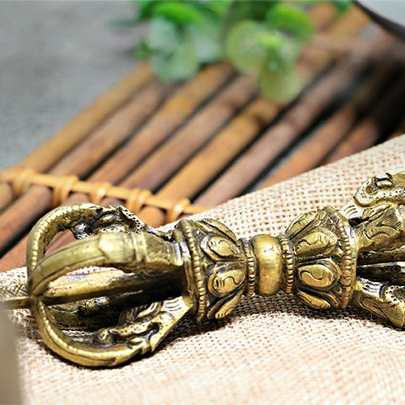 Buddha Stones2個入り 手作り チベット 瞑想ベル ヴァジュラ ドルジェ 銅製 強度装飾セット
