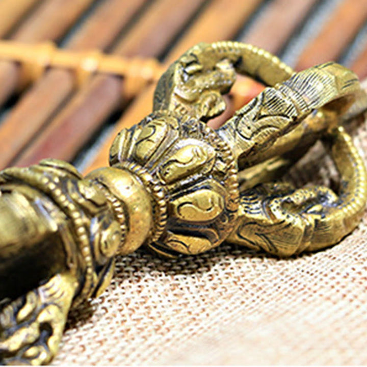 Buddha Stones2個入り 手作り チベット 瞑想ベル ヴァジュラ ドルジェ 銅製 強度装飾セット