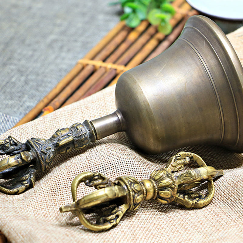 Buddha Stones2個入り 手作り チベット 瞑想ベル ヴァジュラ ドルジェ 銅製 強度装飾セット
