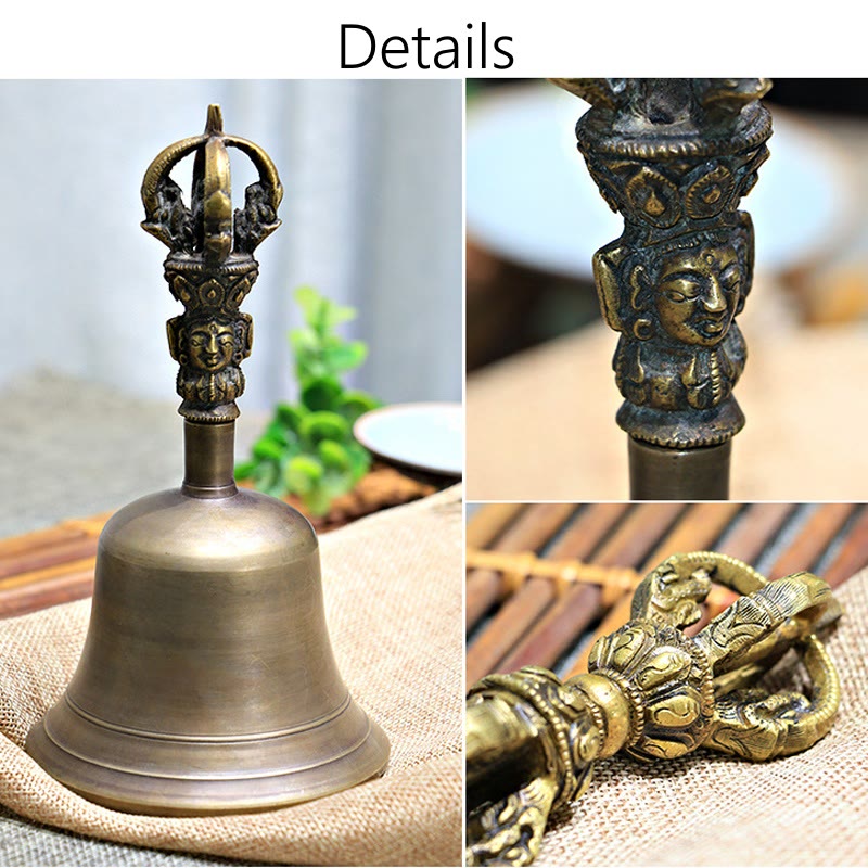 Buddha Stones2個入り 手作り チベット 瞑想ベル ヴァジュラ ドルジェ 銅製 強度装飾セット