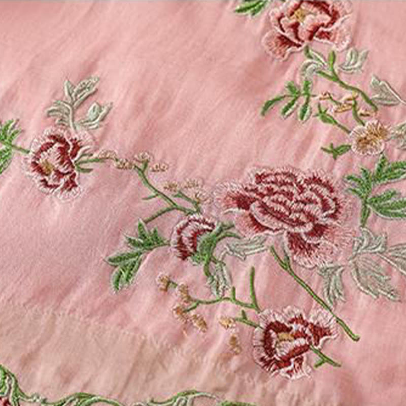 Buddha Stones夏 エスニックスタイル 刺繍 花柄 カエルボタン カラーマッチング レディース コットンリネン 七分袖シャツ - image 7