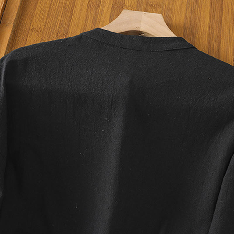 Buddha Stones夏 カジュアル 純色 ハーフボタン シンプルデザイン レディース コットンリネン 半袖シャツ ポケット付き - image 16