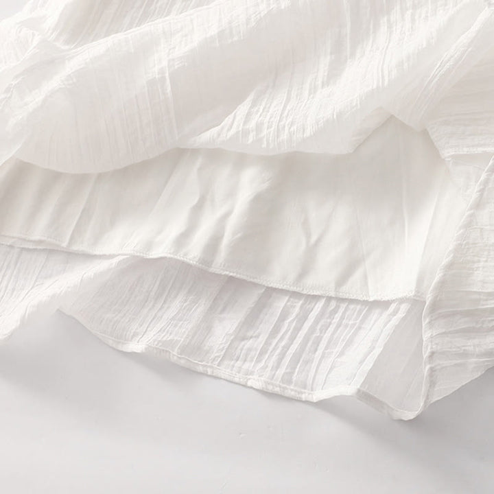 Buddha Stonesサマーカジュアル 無地刺繍 ダブルレイヤー 半袖 コットンリネン ミディドレス - image 29