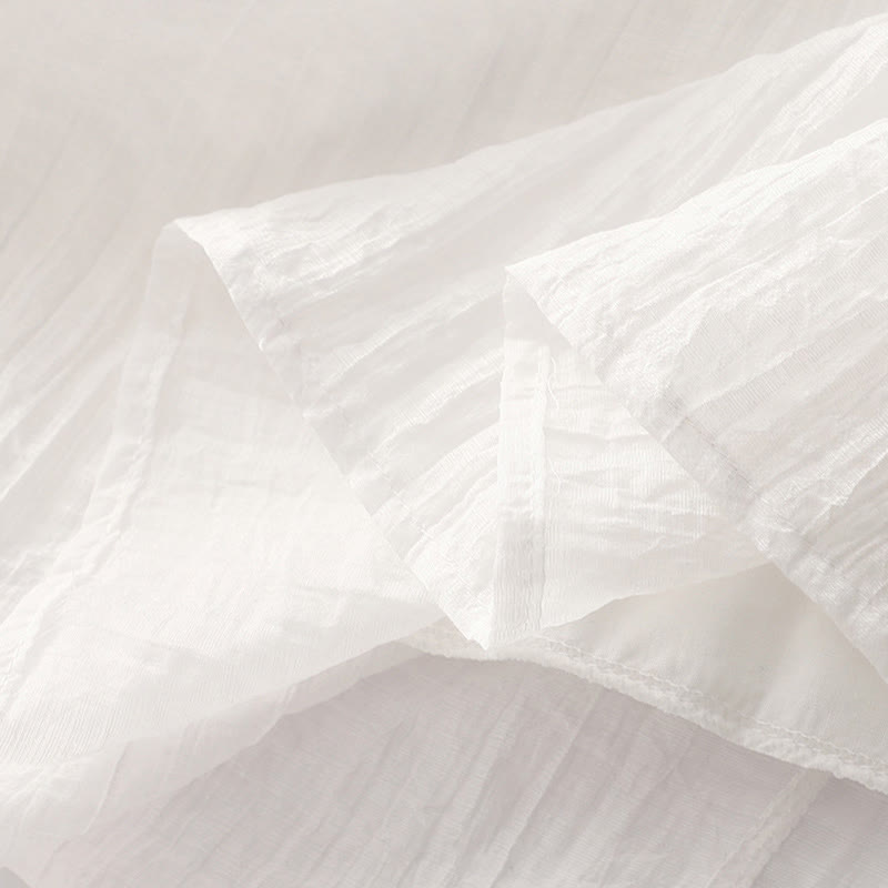 Buddha Stonesサマーカジュアル 無地刺繍 ダブルレイヤー 半袖 コットンリネン ミディドレス - image 28