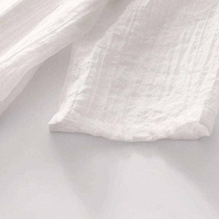 Buddha Stonesサマーカジュアル 無地刺繍 ダブルレイヤー 半袖 コットンリネン ミディドレス - image 26