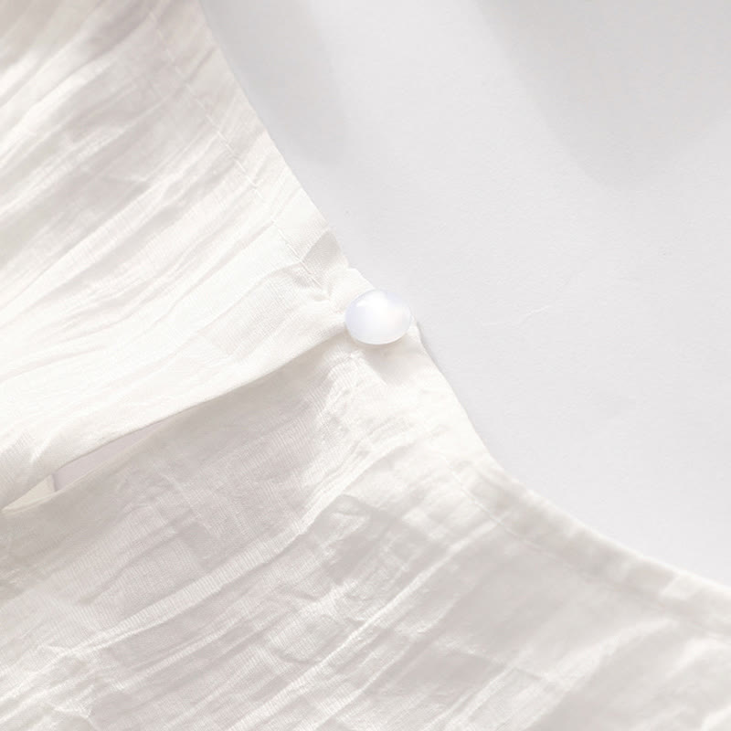 Buddha Stonesサマーカジュアル 無地刺繍 ダブルレイヤー 半袖 コットンリネン ミディドレス - image 25