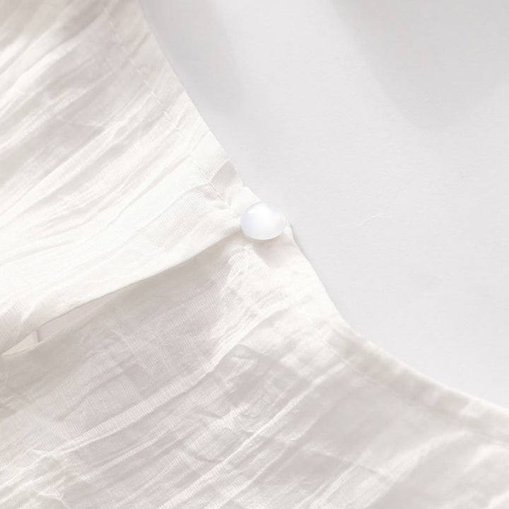 Buddha Stonesサマーカジュアル 無地刺繍 ダブルレイヤー 半袖 コットンリネン ミディドレス - image 25