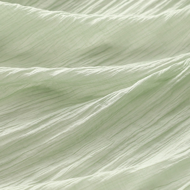 Buddha Stonesサマーカジュアル 無地刺繍 ダブルレイヤー 半袖 コットンリネン ミディドレス - image 5