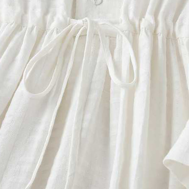 Buddha Stonesレトロ 無地 ドローストリング カエルボタンデザイン 長袖 コットンリネン ミディドレス ポケット付き - image 13