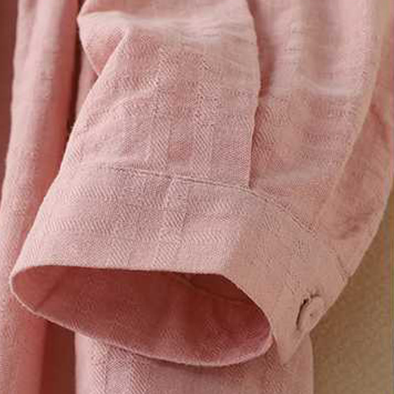 Buddha Stonesレトロ 無地 ドローストリング カエルボタンデザイン 長袖 コットンリネン ミディドレス ポケット付き - image 22