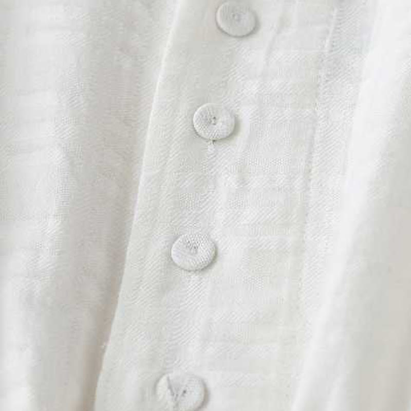 Buddha Stonesレトロ 無地 ドローストリング カエルボタンデザイン 長袖 コットンリネン ミディドレス ポケット付き - image 11