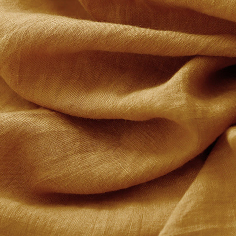 Buddha Stonesサマープレーンレースアップボタンフロントデザインラペルノースリーブコットンミディドレスカーディガン - image 5