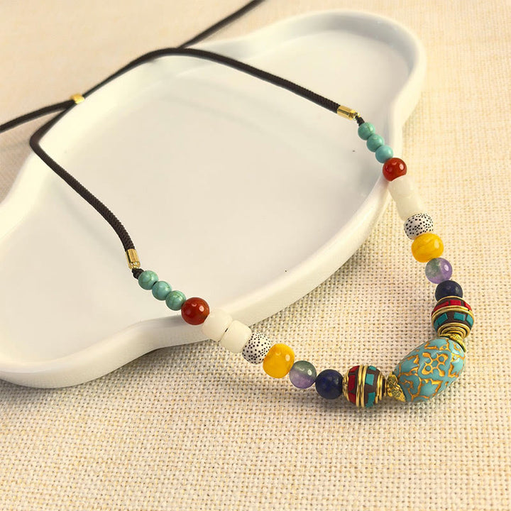 Buddha Stonesチベット手作りターコイズビーズバランスネックレスペンダント
