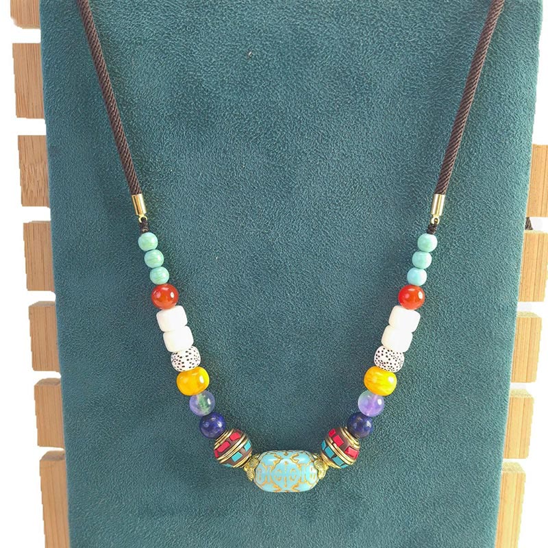 Buddha Stonesチベット手作りターコイズビーズバランスネックレスペンダント