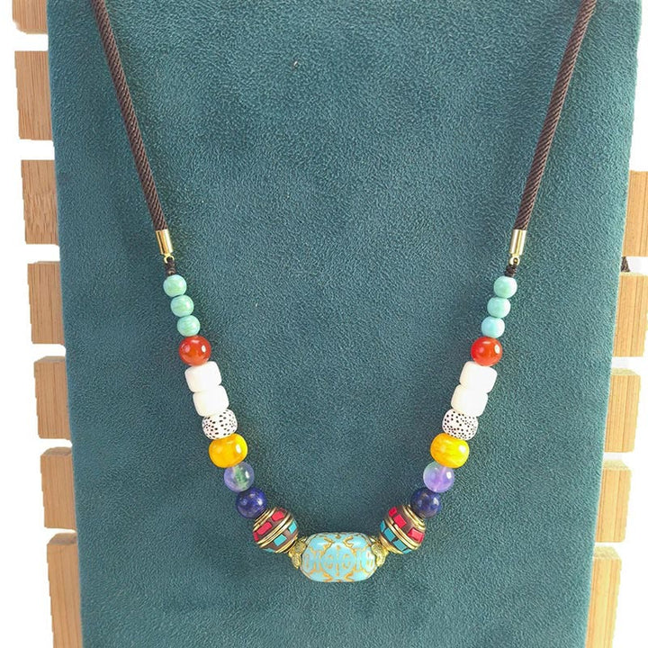 Buddha Stonesチベット手作りターコイズビーズバランスネックレスペンダント