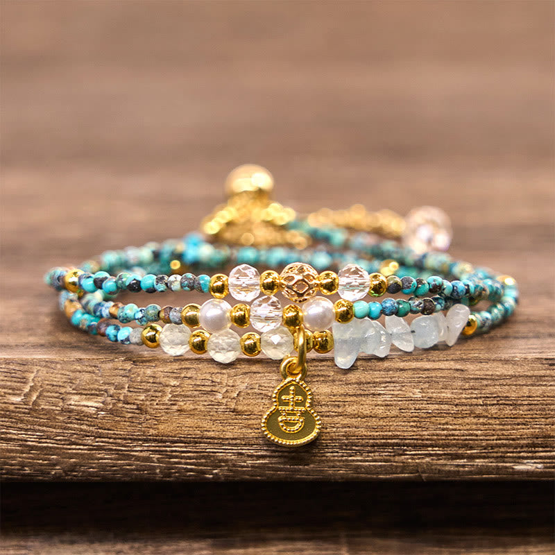 Buddha Stonesターコイズビーズ ストレングス トリプルラップブレスレット