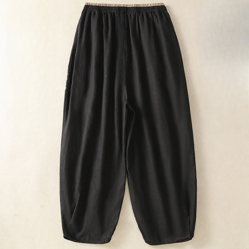 Buddha Stonesカジュアル刺繍 レディース コットンリネン 7-8丈 ハーレムパンツ ポケット付き - image 30